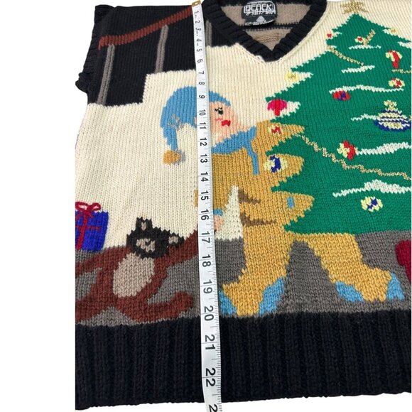 Vintage 1988 Berek Hand-Knit Wool Christmas Sweater Vest - Size Medium - Picture 5 of 6